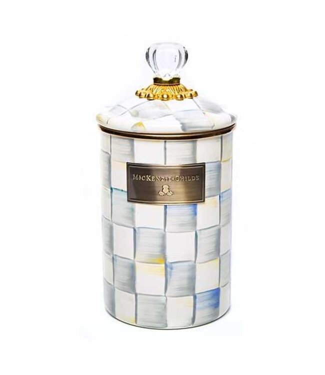MACKENZIE CHILDS Sterling Check Enamel Canister - Large