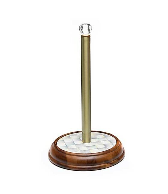 MACKENZIE CHILDS Sterling Check Wood Paper Towel Holder