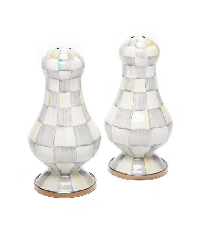 MACKENZIE CHILDS Sterling Check Large Salt & Pepper Shakers