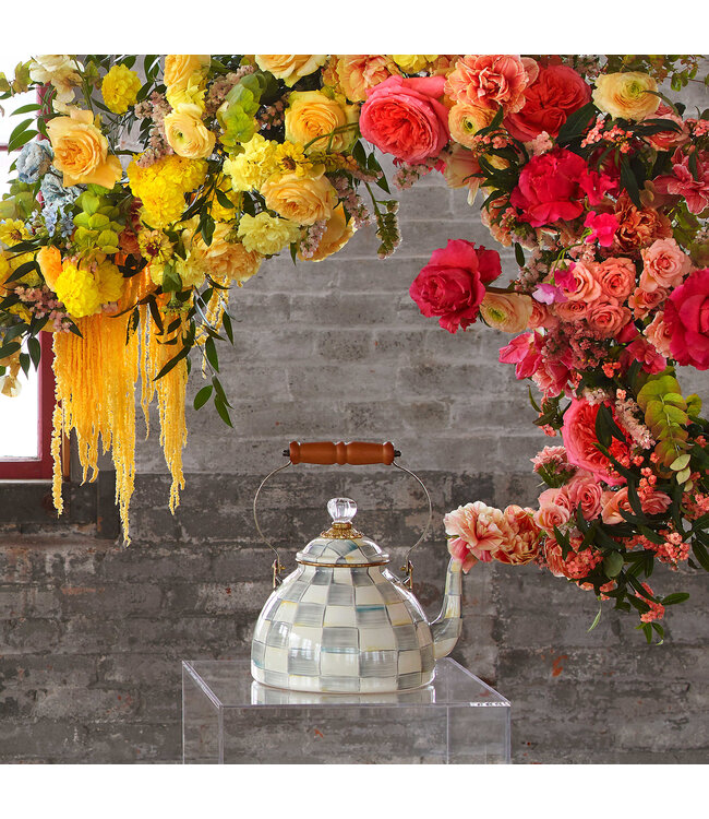 MACKENZIE CHILDS Sterling Check 2 Quart Tea Kettle