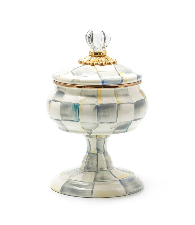 MACKENZIE CHILDS Sterling Check Enamel Curiosity Pot