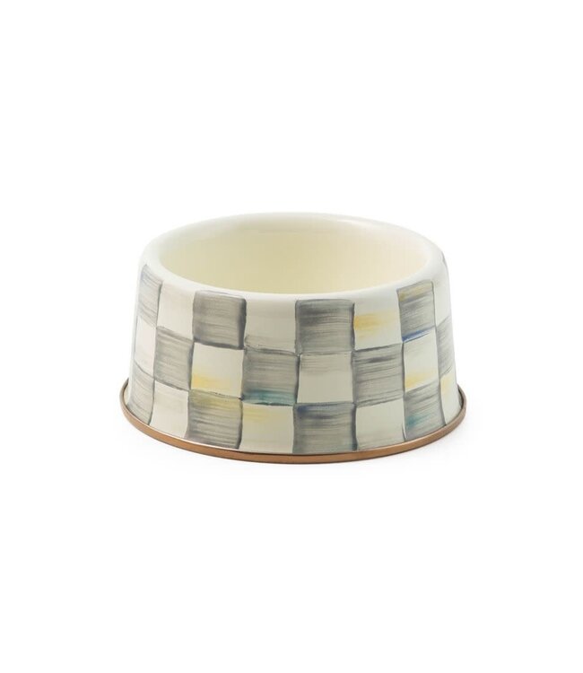 MACKENZIE CHILDS Sterling Check Enamel Pet Dish