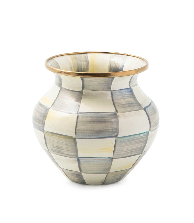 MACKENZIE CHILDS Sterling Check Enamel Vase