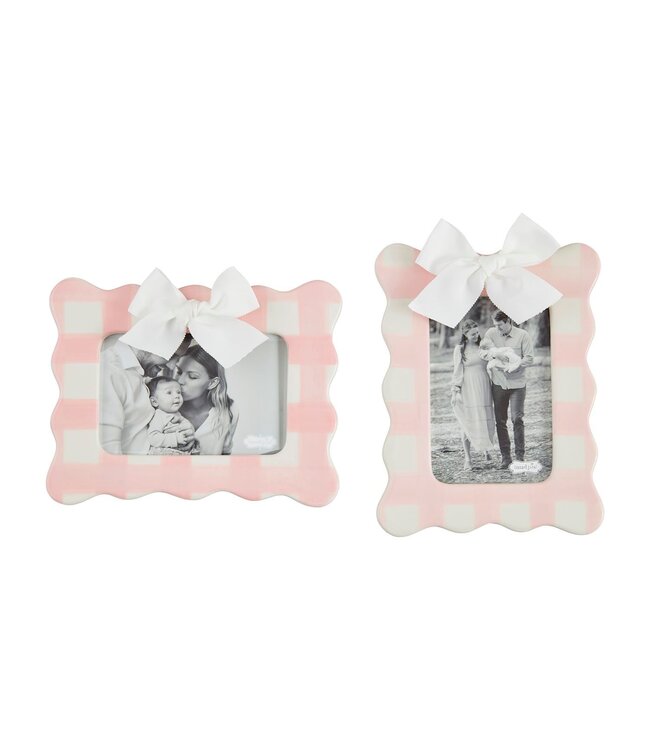 Gingham Pink Bow Frame