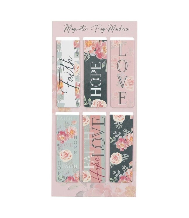 Vintage Faith Hope and Love Magnetic Bookmark - Sold as Set