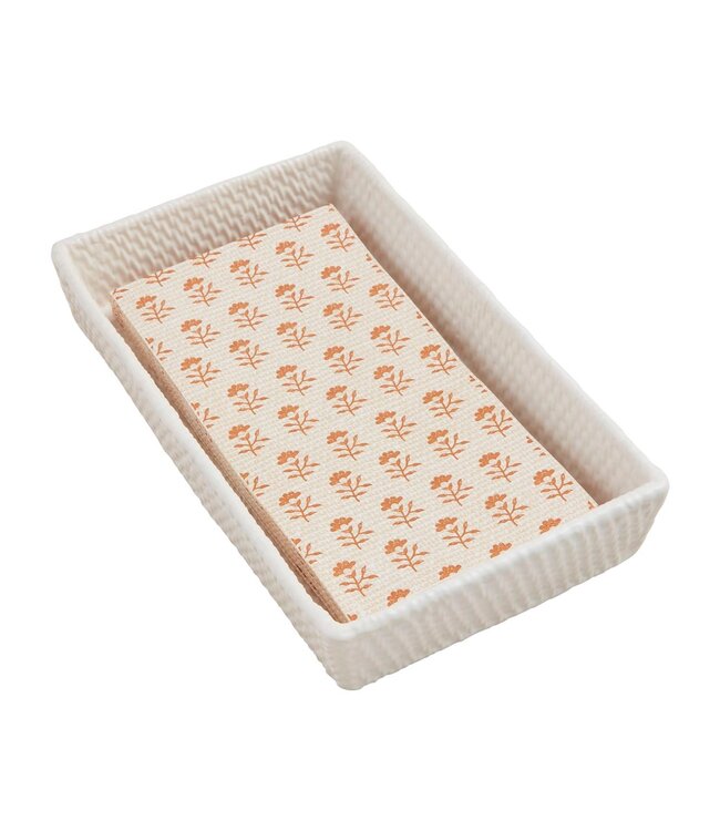 Woven Stoneware Guest Towel & Caddy Set