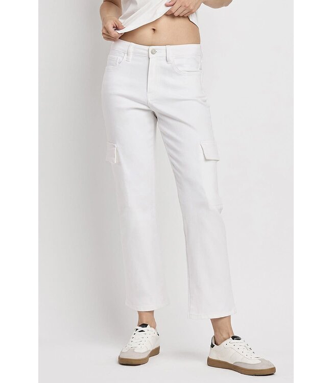 Megan High Rise Crop Cargo Straight Jeans