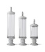 Glass Cylinder Containers with White Wood Base Pedestal & Top
