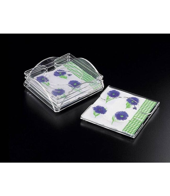 Double Fold Cocktail Napkin Coaster w/ Holder Set
