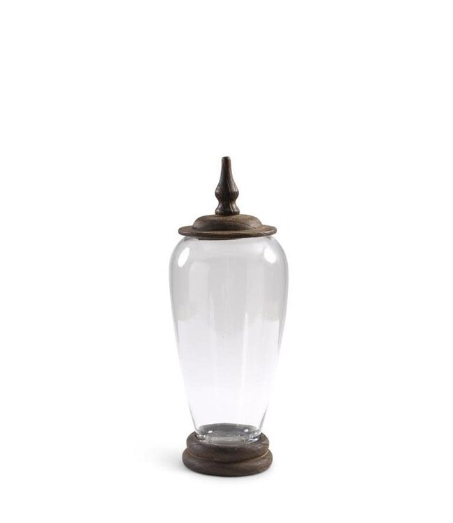 Glass Jars with Wood Base and Lids