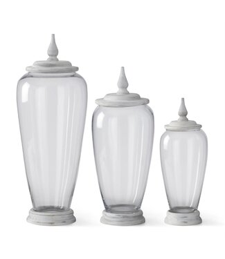 Glass Jars with White Wood Base and Lids
