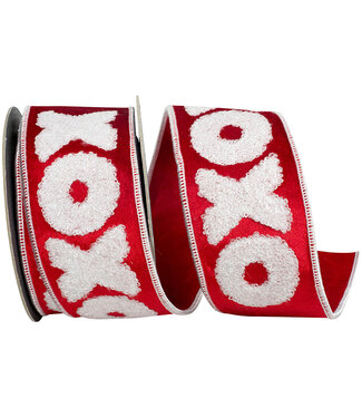 Xoxo Velvet Love Plush Embroidery Deluxe - Red/White