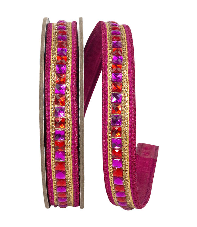 Sumptuous Jewel Accent Deluxe Metallic Backed Wired Edge Ribbon