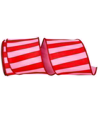 Cabana Striped Dupioni Deluxe Wired Edge - Pink/Red