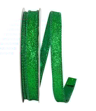 Glitter Metallic Lame Glamour Wired Edge - Emerald