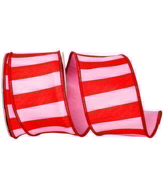 2.5 Inch Cabana Striped Dupioni Deluxe - Pink/Red