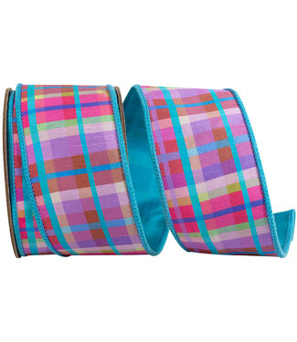 2.5 Inch Plaid Bright Deluxe Backed - Turquoise