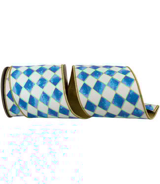 4 Inch Harlequin Diamond Gilded Deluxe Outline - Cobalt Blue