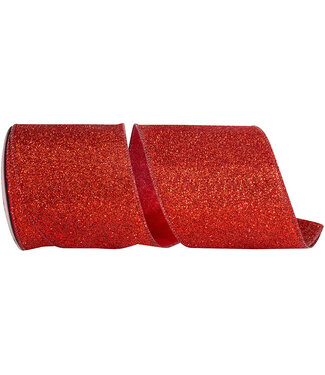 4 Inch Glitter Metallic Display Value Wired Edge - Red