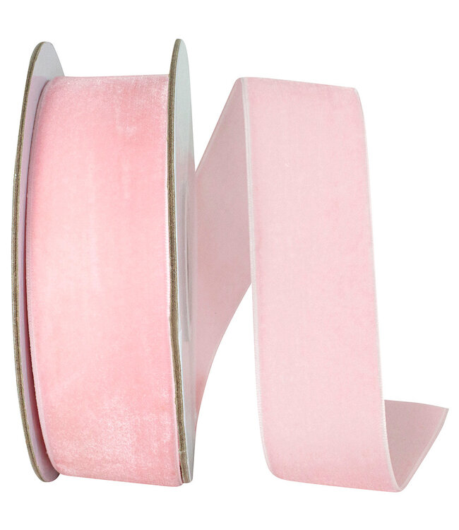 1.5 Inch Woven Edge Velvet - Light Pink