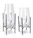 Clear Glass Floating Vase on Dark Metal Stand