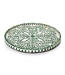 Inlaid Decorative Round Serving Tray - Green/White