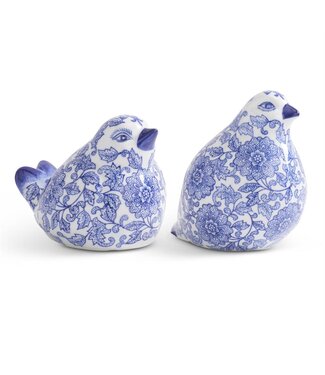 Blue & White Chinoiserie Porcelain Sitting Bird - Sold Individually