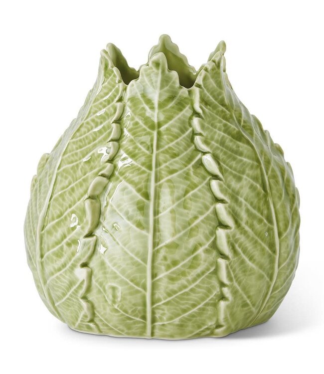 6 Inch Green Ceramic Leaf Vase