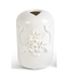 Tall White Ceramic Vase with Raised Flower