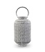 Whitewashed Medallion Punched Metal Lantern with Candle Lift