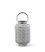 Whitewashed Medallion Punched Metal Lantern with Candle Lift