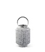 Whitewashed Medallion Punched Metal Lantern with Candle Lift