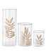 Clear Textured Glass Cylinder with Dried Leaf Applique