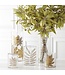 Clear Textured Glass Cylinder with Dried Leaf Applique