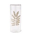 Clear Textured Glass Cylinder with Dried Leaf Applique