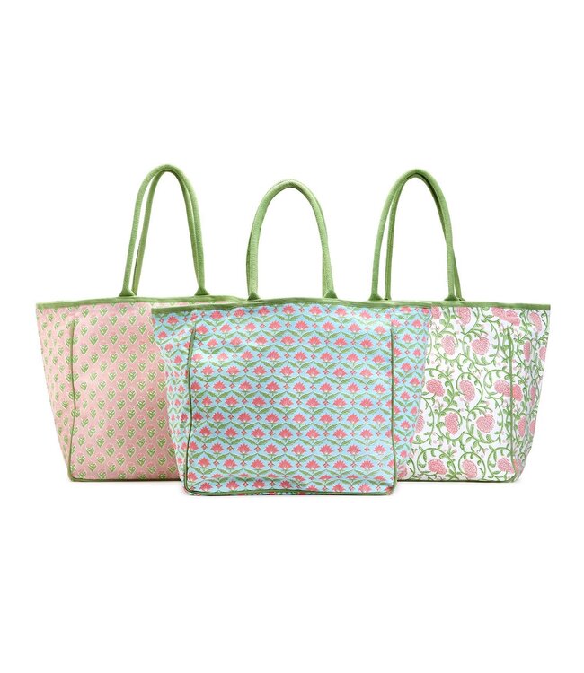 Floral Block Print Tote Bag