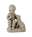 12 Inch Tan Resin Boy with Dog
