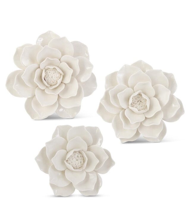 Handcrafted Glossy White Wall Hanging Ceramic Flower