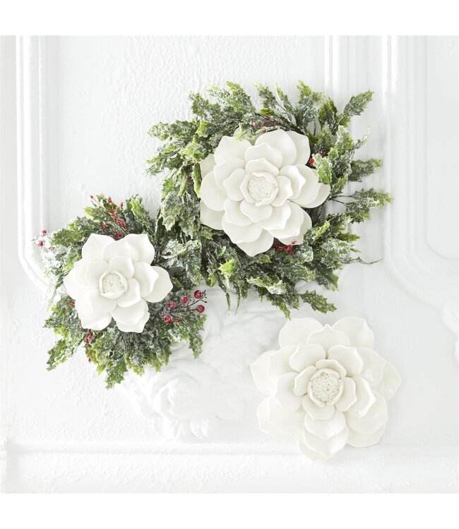 Handcrafted Glossy White Wall Hanging Ceramic Flower