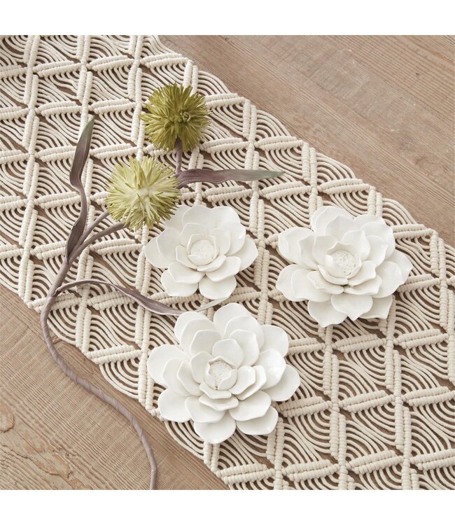 Handcrafted Glossy White Wall Hanging Ceramic Flower