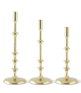 Gold Metal Ribbed Candlestick