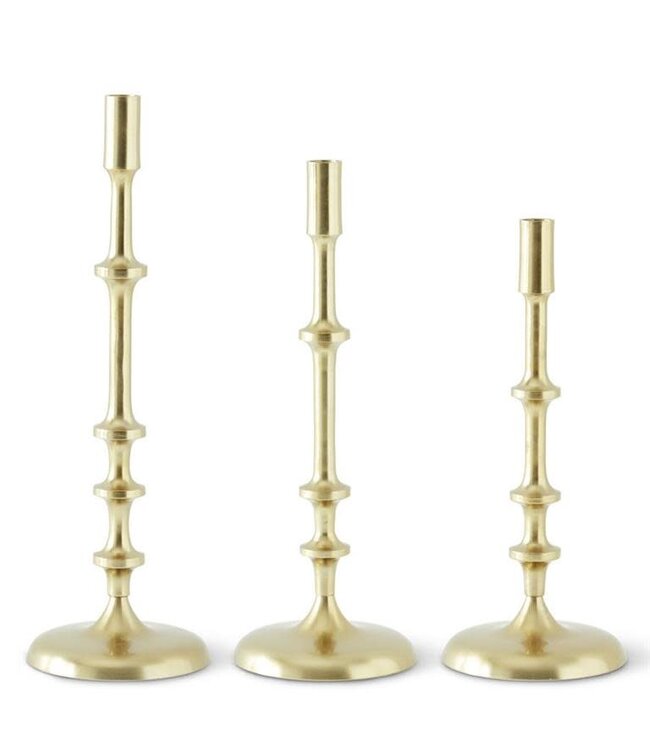 Gold Metal Ribbed Candlestick