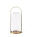 Round Gold Metal Lantern Candleholder with Glass Domed Hurricane