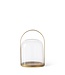 Round Gold Metal Lantern Candleholder with Glass Domed Hurricane