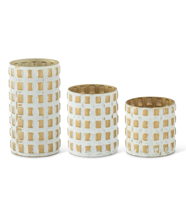Gold & Whitewashed Cube Embossed Container