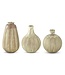 Feather Etched Tarnished Champagne Painted Glass Vase