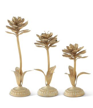 Gold Whitewashed Metal Flower