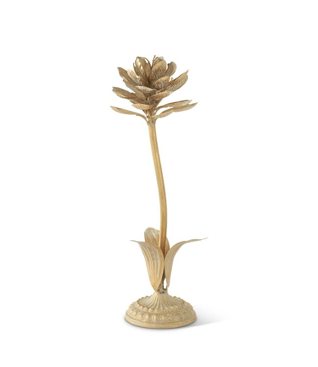 Gold Whitewashed Metal Flower