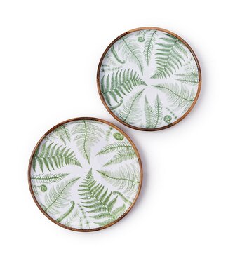 Fern Hand-Crafted Wood Round Tray