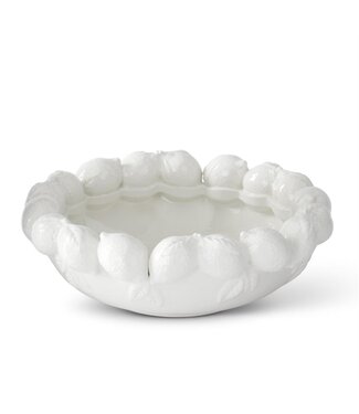 11.5 Inch White Ceramic Lemon Rim Bowl